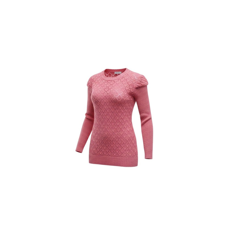 Between Me & You Sweater Womens Medium Pink Pointelle Open Knit Long Sleeve